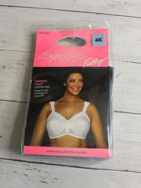 Exquisite Form Women's Bra Plus Size 40C Wire Free Full Figure 510-0532 White